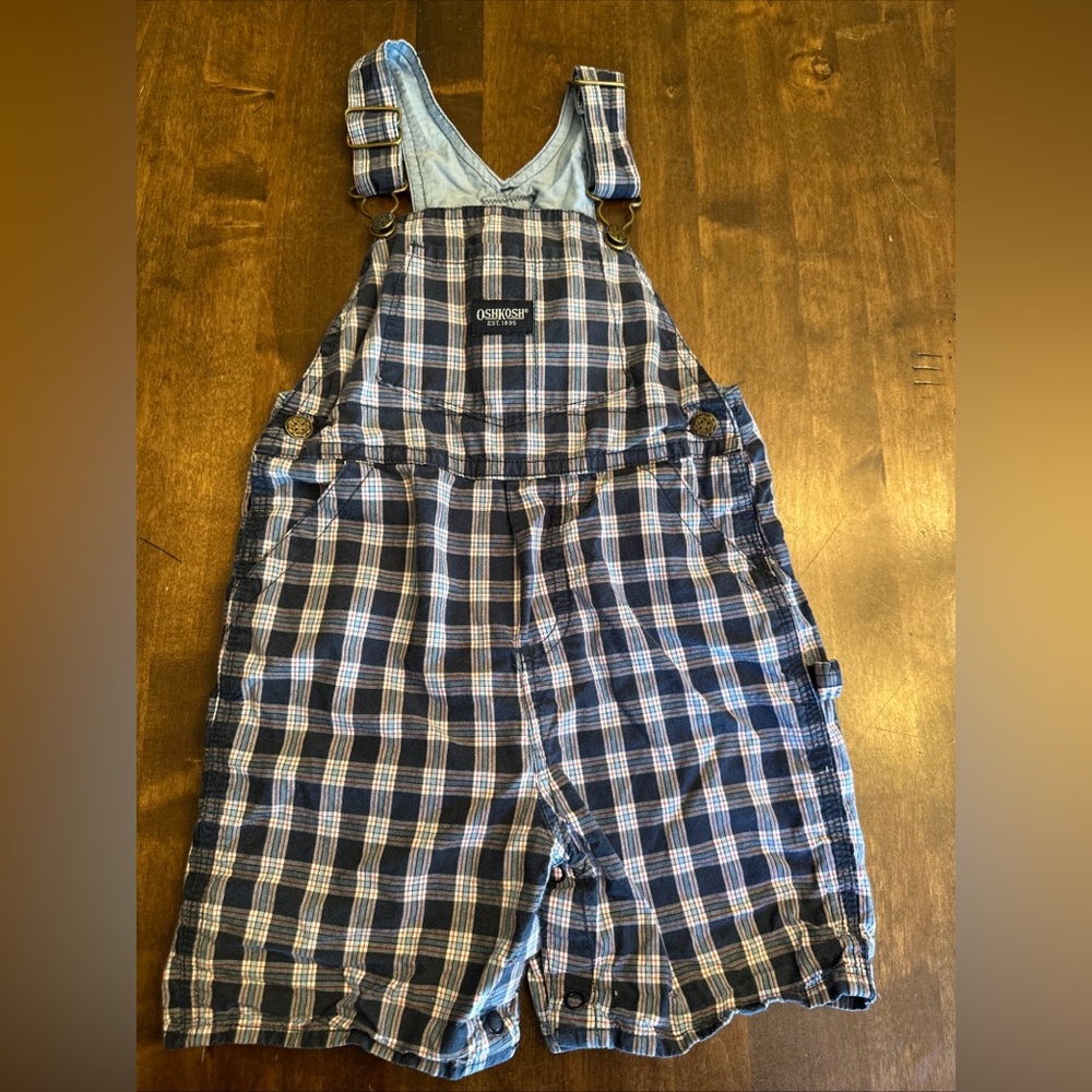 Vintage Oshkosh Overalls Baby Toddler 24 Month Plaid Preppy Nautical Coastal 💙